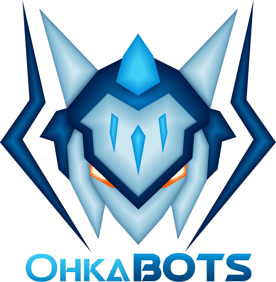 Ohka BOTS logo: A blue, winged OhkaWard minibot